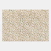 ホワイト金ゴールドグリッツスパークルアニマルプリント ラッピングペーパーシート (正面2)