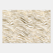 ホワイト金ゴールドグリッツスパークルアニマルプリント ラッピングペーパーシート (正面)