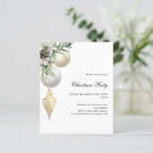 ホワイト金ゴールドグリーンボードクリスマスクリスマスパーティの招待状 (スタンド正面)