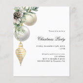 ホワイト金ゴールドグリーンボードクリスマスクリスマスパーティの招待状 (正面)