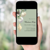 ホワイト金ゴールドグリーンボードクリスマスパーティー 招待状