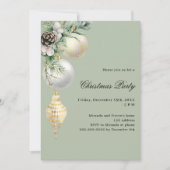 ホワイト金ゴールドグリーンボードクリスマスパーティー 招待状 (正面)