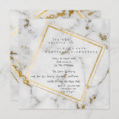 ホワイト金ゴールドグレイ大理石ジオメトリックスクエアパーティー 招待状 (正面/裏面)