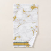 ホワイト金ゴールドグレーモノグラム名大理石カスタム バスタオルセット (ハンドタオル)