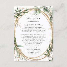 ホワイト金ゴールドサークルフレームボホボタニカルユーカリ エンクロージャーカード