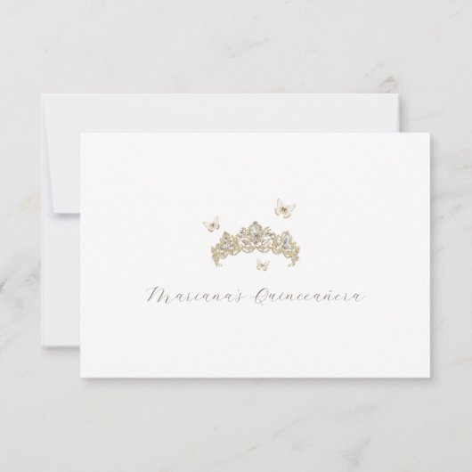 ホワイト金ゴールドシルバーウィンターフォト花模様クインセアニラ サンキューカード (裏面)