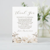 ホワイト金ゴールドシルバーウィンター花模様キンセアニラ サンキューカード (スタンド正面)