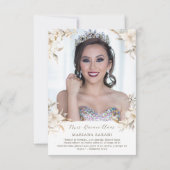 ホワイト金ゴールドシルバーウィンター花模様キンセアニラ サンキューカード (裏面)