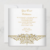 ホワイト金ゴールドシルバークリーエレガントムパーティー 招待状 (裏面)