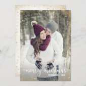 ホワイト金ゴールドシルバースノーフレーク写真クリスマスカード シーズンカード (正面/裏面)