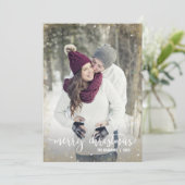 ホワイト金ゴールドシルバースノーフレーク写真クリスマスカード シーズンカード (スタンド正面)