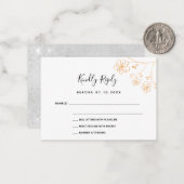 ホワイト金ゴールドシルバーフローラエレガントな結婚式RSVP ノートカード (正面/裏面インサイチュ)