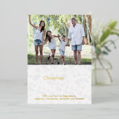 ホワイト金ゴールドスクリプト《写真》ぼけ味メリークリスマスフォト 箔シーズンカード (立ち正面)