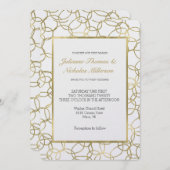 ホワイト金ゴールドスタイリッシュグ結婚ラム 招待状 (正面/裏面)