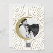 ホワイト金ゴールドスターズ天空日が差すことムーンサンキューユー 招待状 (裏面)