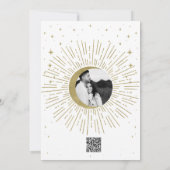ホワイト金ゴールドスターズ天空日が差すこと写真結婚ズ 招待状 (裏面)