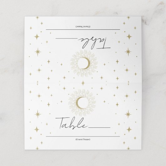 ホワイト金ゴールドスターズ日が差すことムーンシーティングプレイス プレイスカード (外部開封)