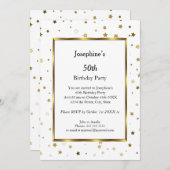 ホワイト金ゴールドスターズ50thバースデーパーティーへの招待 招待状 (正面/裏面)