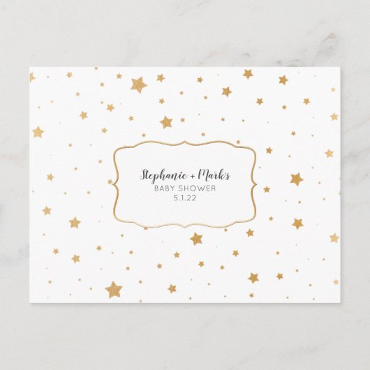 ホワイト金ゴールドスター紙吹雪ブックリクエストカード インビテーションポストカード (裏面)