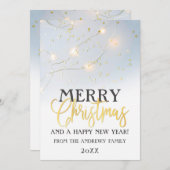 ホワイト金ゴールドスター紙吹雪ラ白熱［赤熱］光を放つイズクリスマス シーズンカード (正面/裏面)