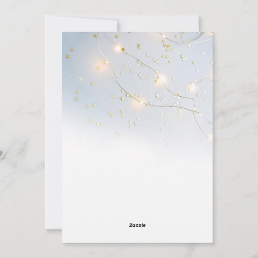 ホワイト金ゴールドスター紙吹雪ラ白熱［赤熱］光を放つイズクリスマス シーズンカード (裏面)