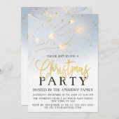 ホワイト金ゴールドスター紙吹雪ラ白熱［赤熱］光を放つイズクリスマス 招待状 (正面/裏面)