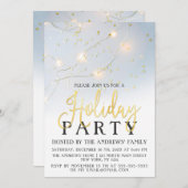 ホワイト金ゴールドスター紙吹雪白熱［赤熱］光を放つライツホリデイ 招待状 (正面/裏面)