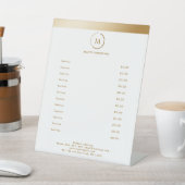 ホワイト金ゴールドストライプモノグラムサークル 台座サイン (インサイチュ)