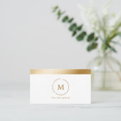 ホワイト金ゴールドストライプモノグラムサークル 名刺 (スタンド正面)