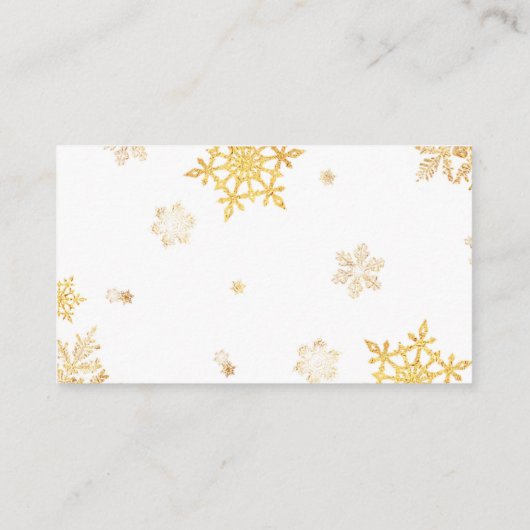 ホワイト金ゴールドスノーフレーククリスマスおむつラッフルカード エンクロージャーカード (裏面)