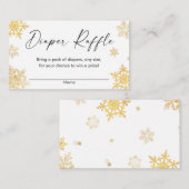 ホワイト金ゴールドスノーフレーククリスマスおむつラッフルカード エンクロージャーカード (正面/裏面)
