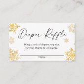 ホワイト金ゴールドスノーフレーククリスマスおむつラッフルカード エンクロージャーカード (正面)