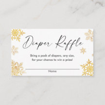 ホワイト金ゴールドスノーフレーククリスマスおむつラッフルカード
