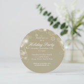 ホワイト金ゴールドスノーフレークホリデーウィンターパーティー 招待状 (スタンド正面)