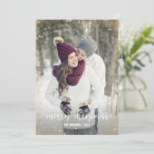 ホワイト金ゴールドスノーフレーク写真メリークリスマスカード シーズンカード (スタンド正面)