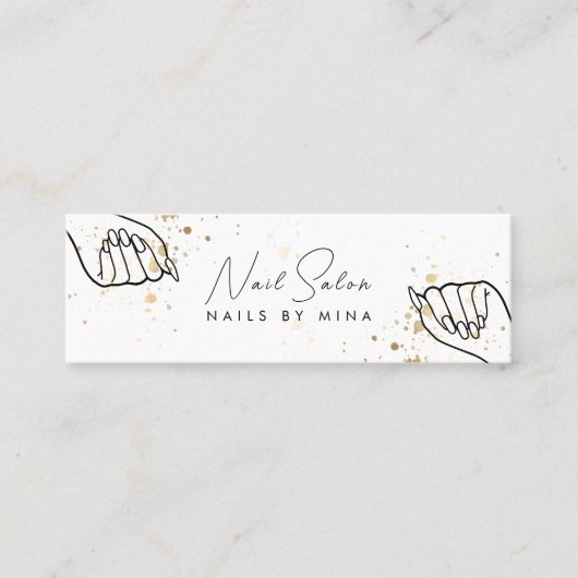 ホワイト金ゴールドスペックスハンドネイルサロン スキニー名刺 (正面)