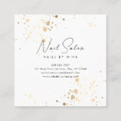 ホワイト金ゴールドスペックスハンドネイルサロン スクエア名刺 (裏面)