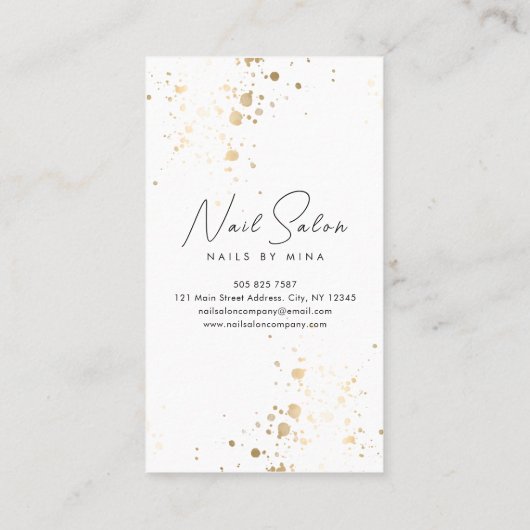 ホワイト金ゴールドスペックスハンドネイルサロン 名刺 (裏面)