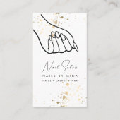 ホワイト金ゴールドスペックスハンドネイルサロン 名刺 (正面)