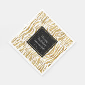 ホワイト金ゴールドゼブラグリッツ紙吹雪 スタンダードランチョンナプキン (角)