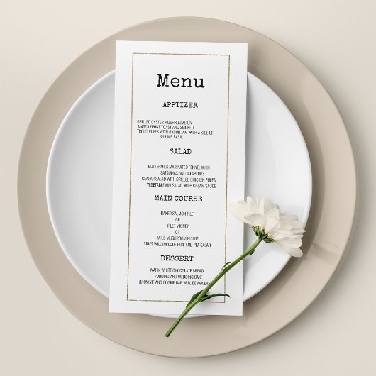 ホワイト金ゴールドタイプライターフォントラスト結婚ティックのメニュー プログラム