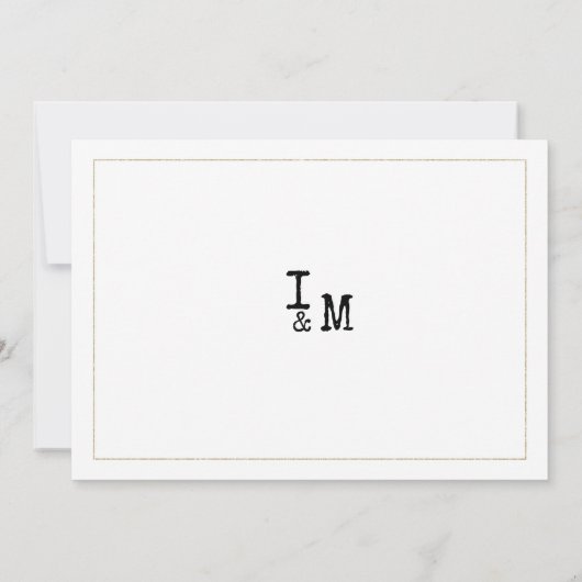 ホワイト金ゴールドタイプライターフォント素朴スタイルありがとう 招待状 (裏面)