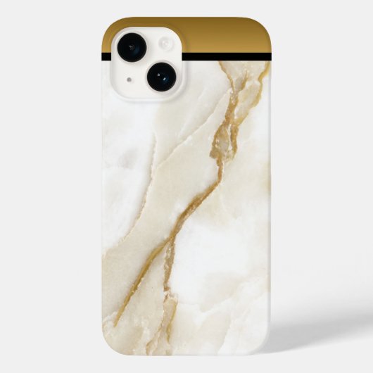 ホワイト金ゴールドタンマーブルパターンiPhone / アンドロイド Case-Mate iPhoneケース (裏面)