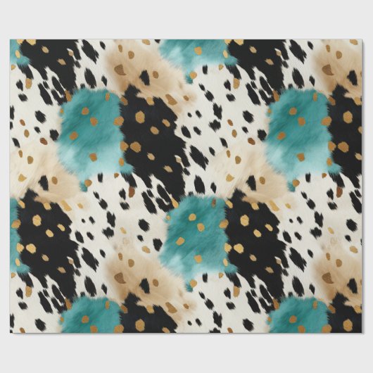 ホワイト金ゴールドターコイズブラックコウィド名 ラッピングペーパー (フラット)