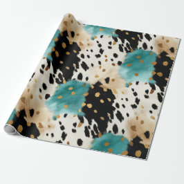 ホワイト金ゴールドターコイズブラックコウィド名 ラッピングペーパー