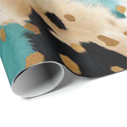 ホワイト金ゴールドターコイズブラックコウィド名 ラッピングペーパー (ロールコーナー)
