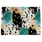 ホワイト金ゴールドターコイズブラックコウィド名 ラージペーパーバッグ (正面)