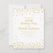 ホワイト金ゴールドダイヤモンドグリッター女子100誕生日 カード (正面)