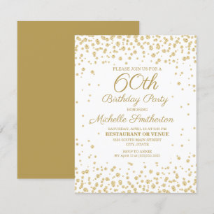 ホワイト金ゴールドダイヤモンドグリッター女子60誕生日 カード