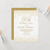 ホワイト金ゴールドダイヤモンドグリッター女子60誕生日 カード (正面/裏面インサイチュ)
